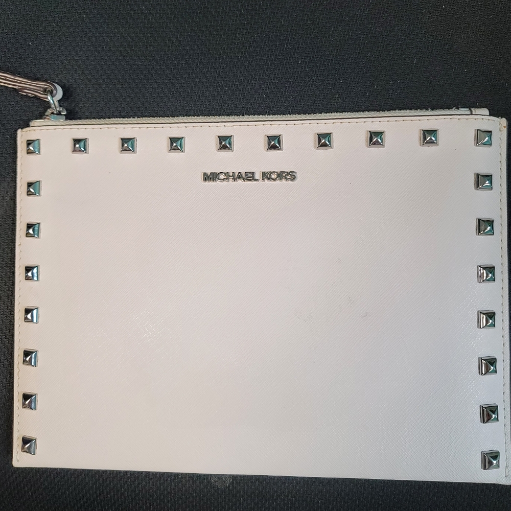 White MK Jet Set Wristlet